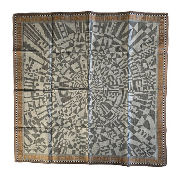 Fendi Zucca Embroidered Logo Scarf – Vintage - Picture 1 of 10